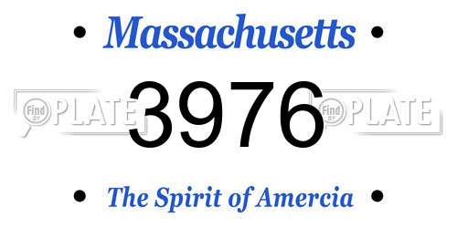 3976 Massachusetts License Plate