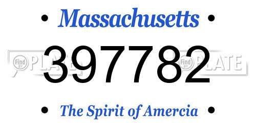 397782 Massachusetts License Plate