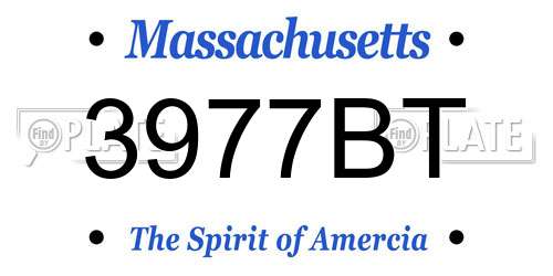 3977BT Massachusetts License Plate