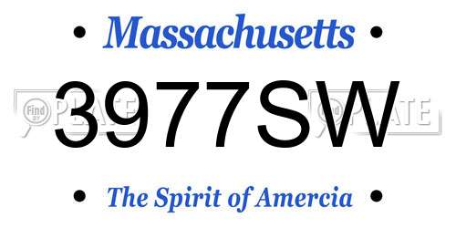 3977SW Massachusetts License Plate