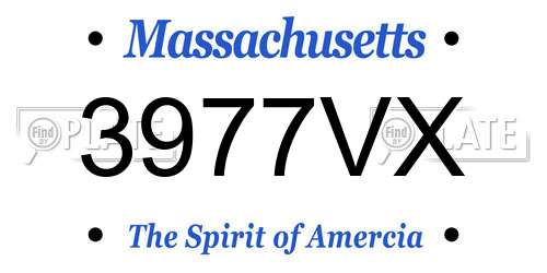 3977VX Massachusetts License Plate