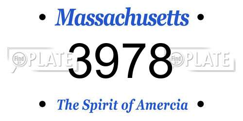 3978 Massachusetts License Plate