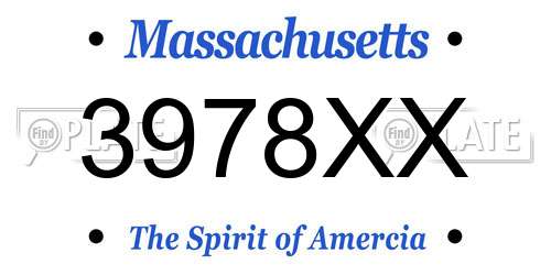 3978XX Massachusetts License Plate