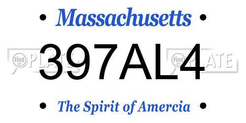 397AL4 Massachusetts License Plate