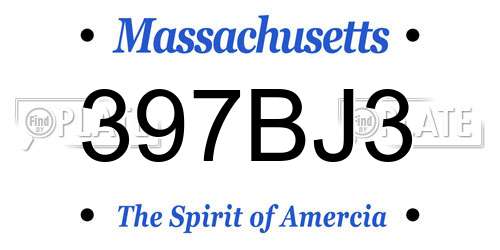 397BJ3 Massachusetts License Plate