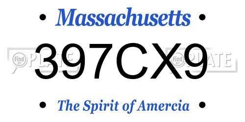 397CX9 Massachusetts License Plate