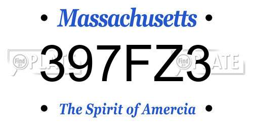 397FZ3 Massachusetts License Plate