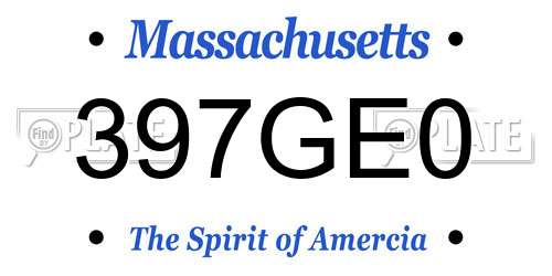 397GE0 Massachusetts License Plate