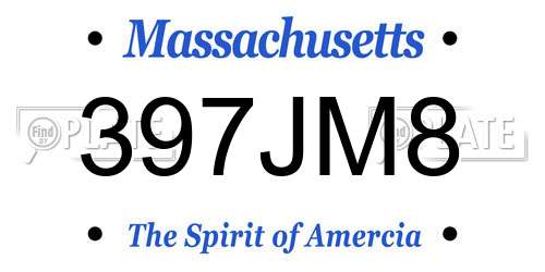 397JM8 Massachusetts License Plate