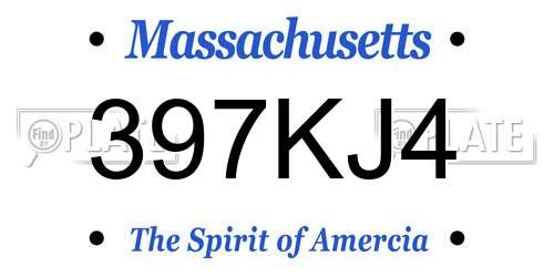 397KJ4 Massachusetts License Plate