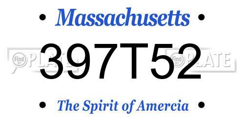 397T52 Massachusetts License Plate