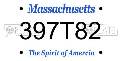 397T82 Massachusetts License Plate