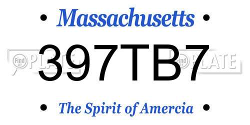 397TB7 Massachusetts License Plate
