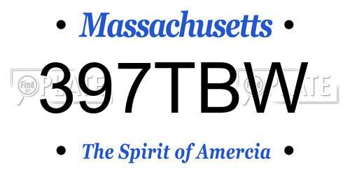 397TBW Massachusetts License Plate
