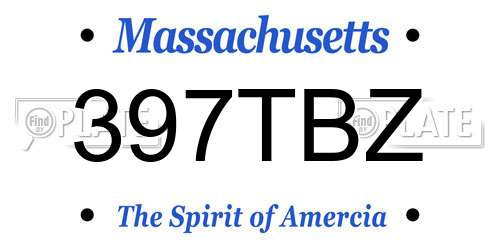 397TBZ Massachusetts License Plate