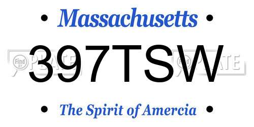 397TSW Massachusetts License Plate