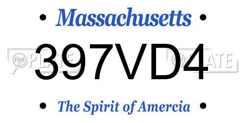 397VD4 Massachusetts License Plate