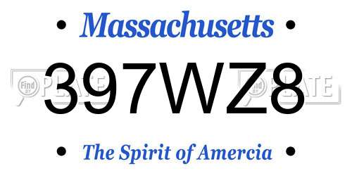 397WZ8 Massachusetts License Plate
