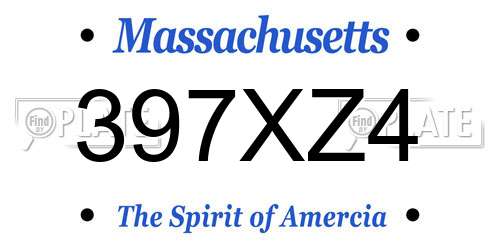 397XZ4 Massachusetts License Plate