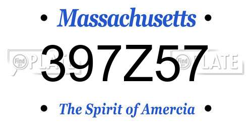 397Z57 Massachusetts License Plate
