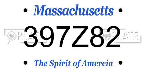 397Z82 Massachusetts License Plate