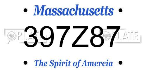 397Z87 Massachusetts License Plate