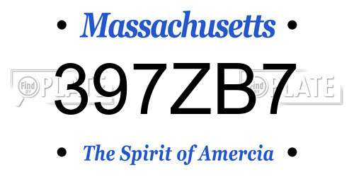 397ZB7 Massachusetts License Plate