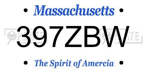 397ZBW Massachusetts License Plate