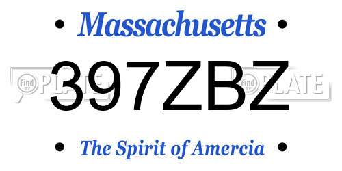 397ZBZ Massachusetts License Plate
