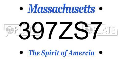 397ZS7 Massachusetts License Plate