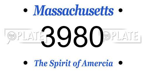 3980 Massachusetts License Plate