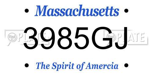 3985GJ Massachusetts License Plate