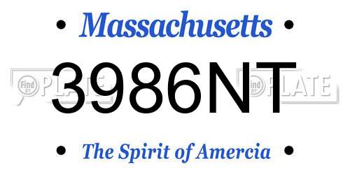 3986NT Massachusetts License Plate