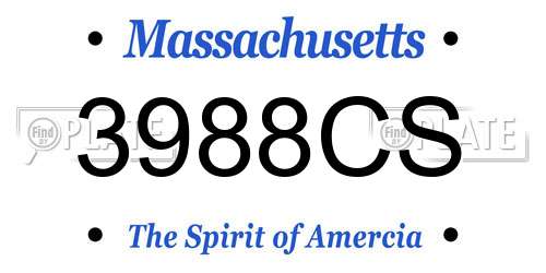 3988CS Massachusetts License Plate