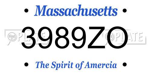 3989ZO Massachusetts License Plate
