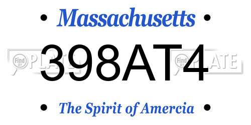 398AT4 Massachusetts License Plate
