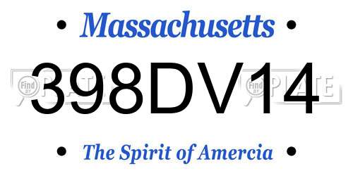 398DV14 Massachusetts License Plate