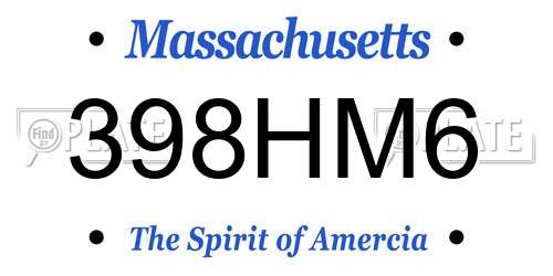 398HM6 Massachusetts License Plate