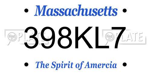 398KL7 Massachusetts License Plate