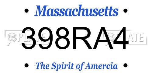 398RA4 Massachusetts License Plate