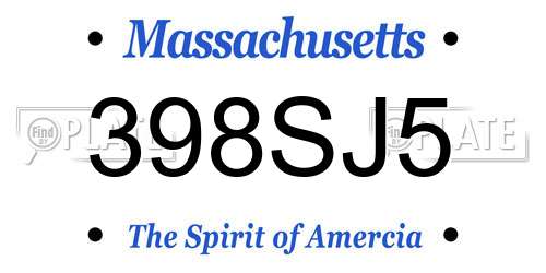 398SJ5 Massachusetts License Plate