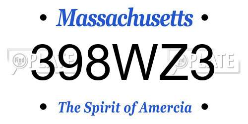 398WZ3 Massachusetts License Plate