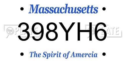 398YH6 Massachusetts License Plate