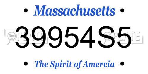 39954S5 Massachusetts License Plate