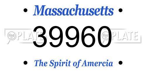39960 Massachusetts License Plate