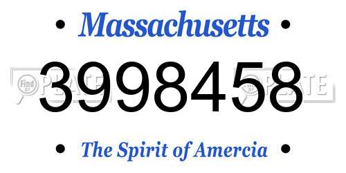 3998458 Massachusetts License Plate
