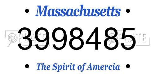 3998485 Massachusetts License Plate