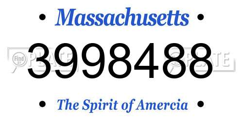 3998488 Massachusetts License Plate