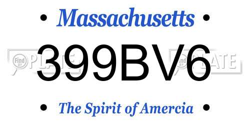 399BV6 Massachusetts License Plate