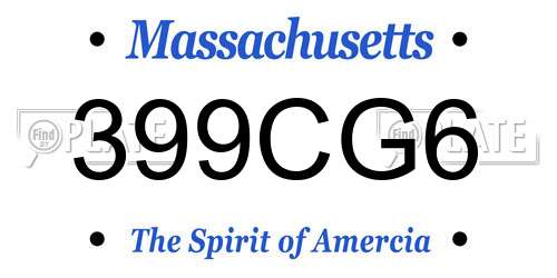 399CG6 Massachusetts License Plate